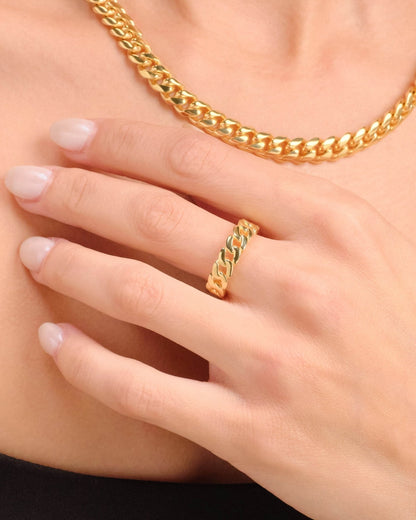 Women's Cuban Link Ring Gold