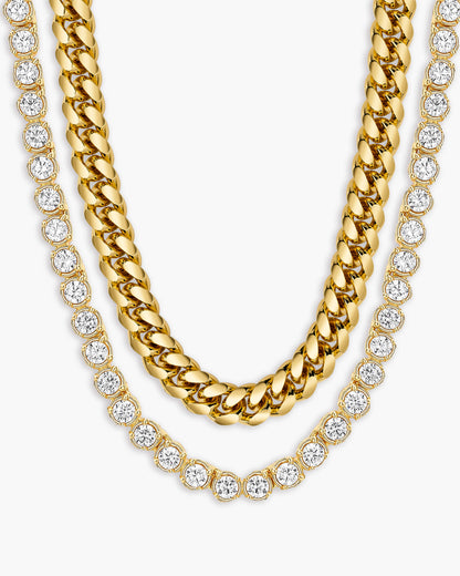 Women's Cuban + Tennis Chain Stack 8mm + 3mm