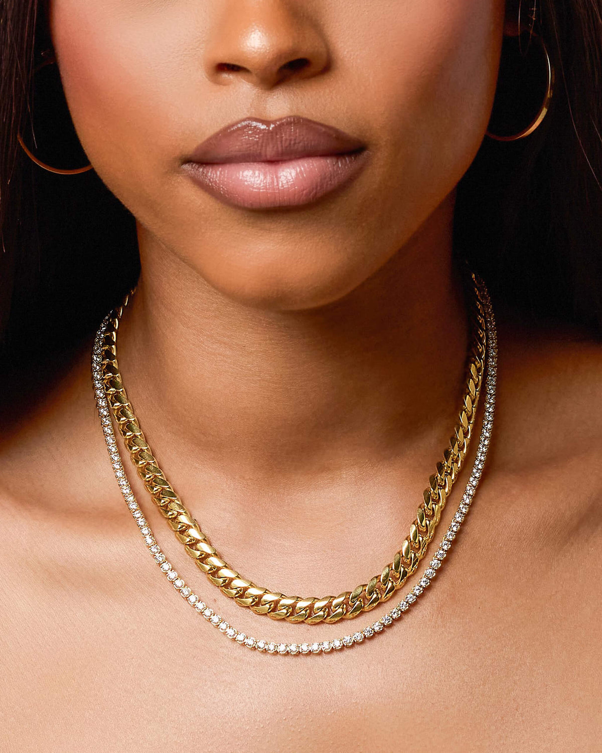 Women's Cuban + Tennis Chain Stack 8mm + 3mm