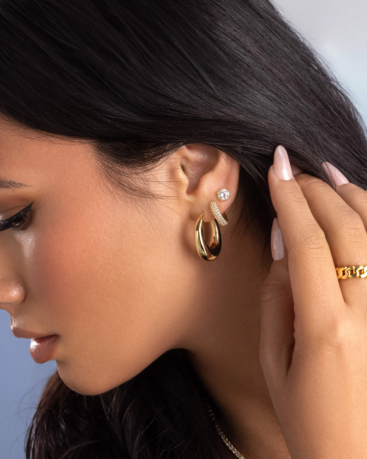 Women's Iced Out Hoop Earrings