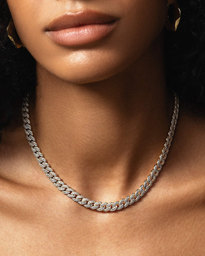 Women's Iced Out Cuban Link Chain 8mm
