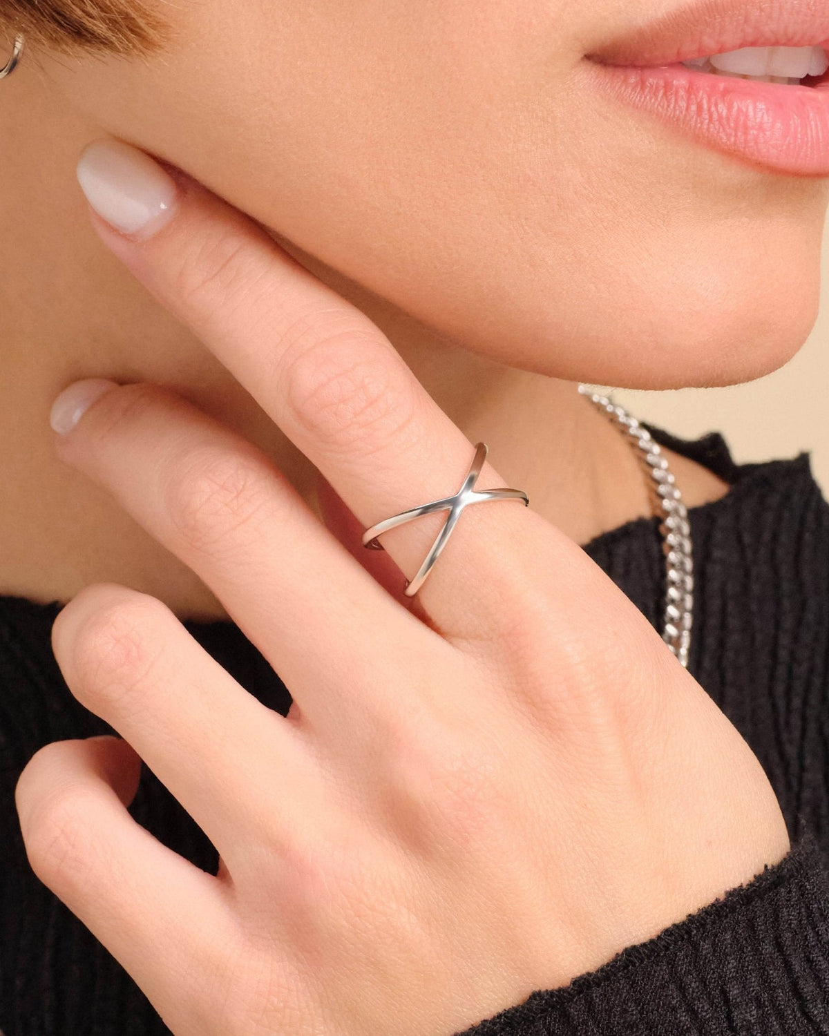 Women's Crossover Ring Silver