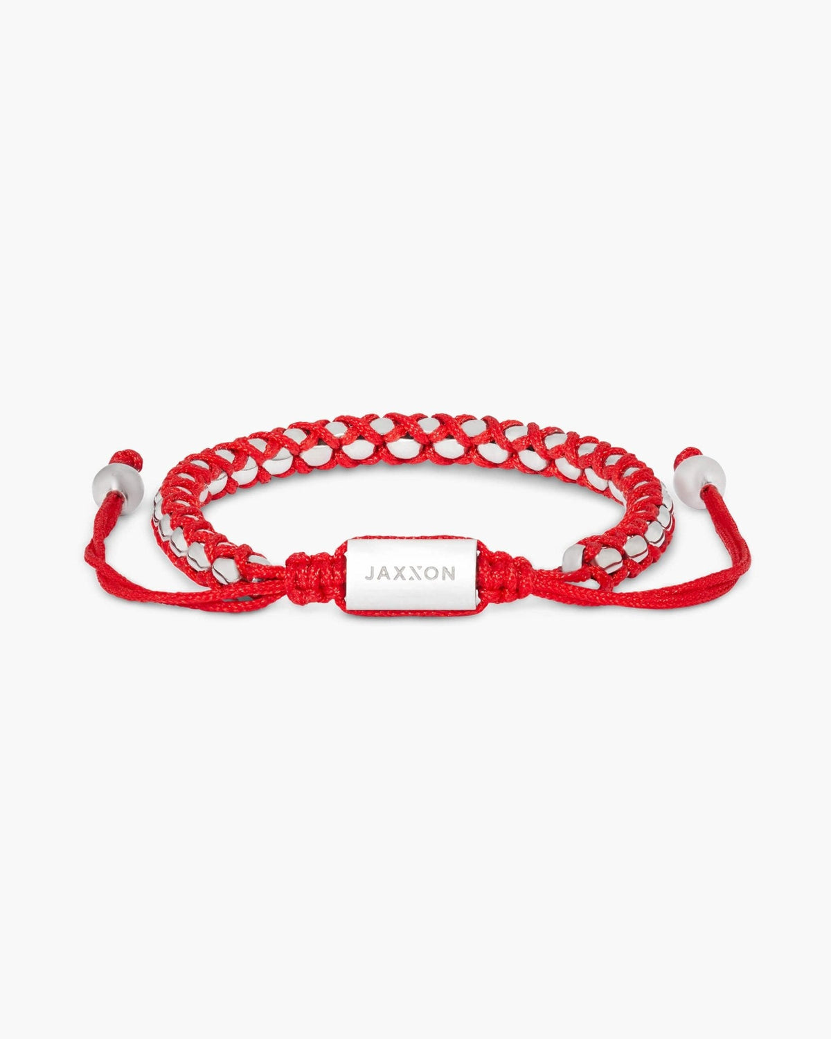 Woven Round Box Bracelet Silver/Red